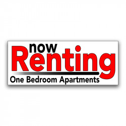 Now Renting One Bedroom Apartments Vinyl Banner(Size Options) Small - 24x60 Vinyl Banner with Optional Sizes (Made in the USA)