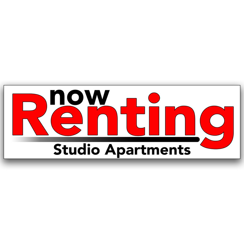 Now Renting Studio Apartments Vinyl Banner 5 Feet Wide by 2 Feet Tall