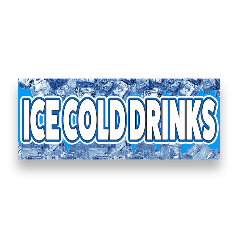 ICE COLD DRINKS Vinyl Banner with Optional Sizes (Made in the USA)