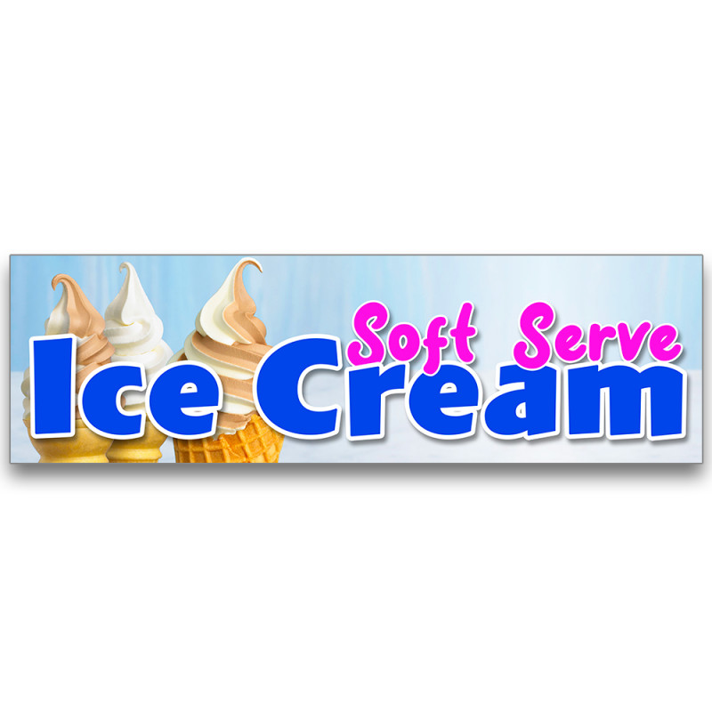 SOFT SERVE ICE CREAM All Weather Banner Sign Full Color 2x5 