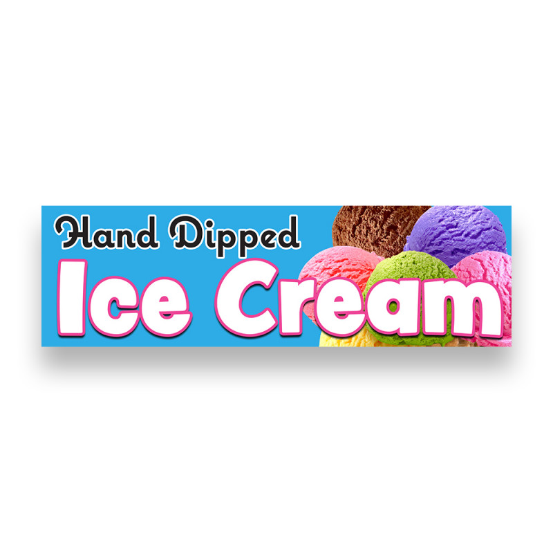 Hand Dipped ICE Cream Vinyl Banner 5 Feet Wide by 2 Feet Tall