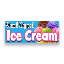 HAND DIPPED ICE CREAM Vinyl Banner with Optional Sizes (Made in the USA)