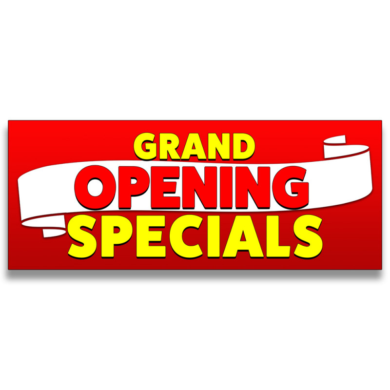 Grand Opening Specials Vinyl Banner with Optional Sizes (Made in the USA)