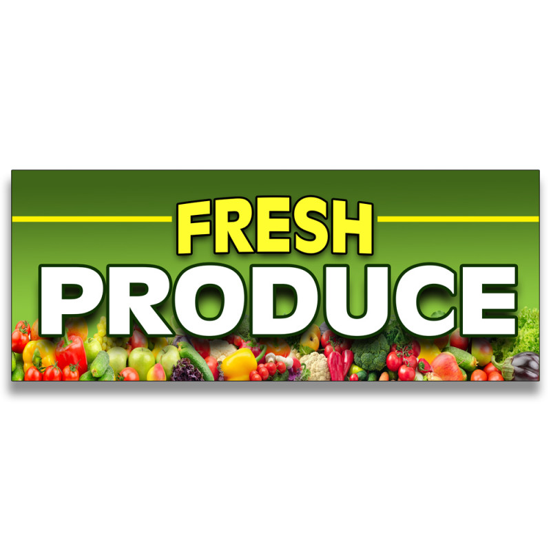 Fresh Produce Vinyl Banner with Optional Sizes (Made in the USA)