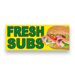FRESH SUBS Vinyl Banner with Optional Sizes (Made in the USA)