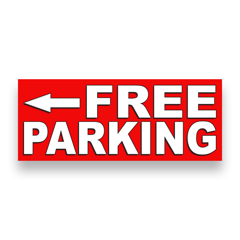 FREE PARKING LEFT ARROW Vinyl Banner with Optional Sizes (Made in the USA)
