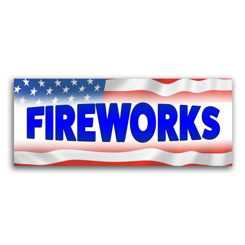 Fireworks Vinyl Banner with Optional Sizes (Made in the USA)