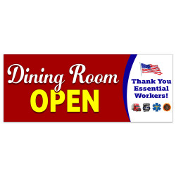 Dining Room Open Vinyl Banner with Optional Sizes (Made in the USA)