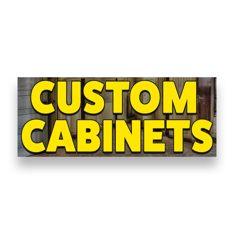 CUSTOM CABINETS Vinyl Banner with Optional Sizes (Made in the USA)