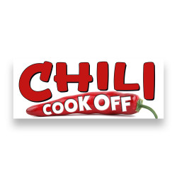 CHILI COOK OFF (White) Vinyl Banner with Optional Sizes (Made in the USA)