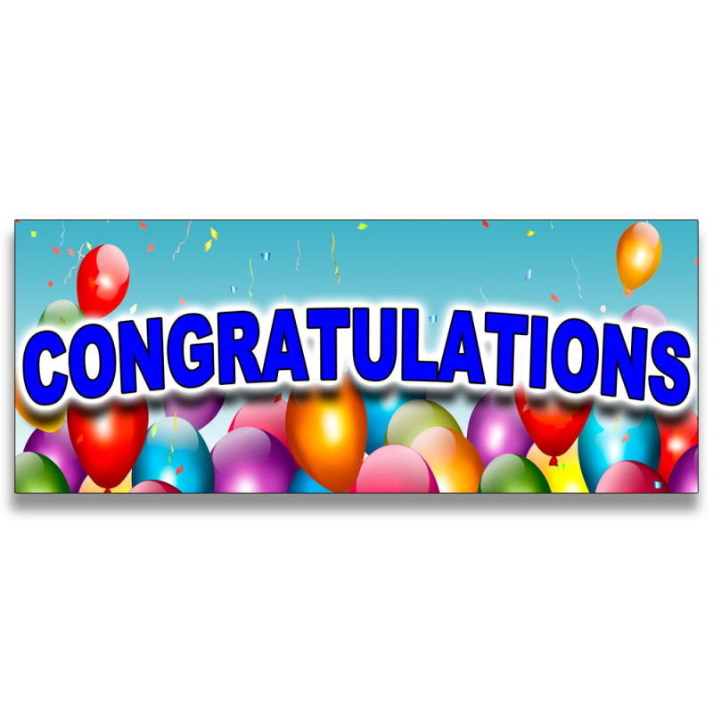 Congratulations Vinyl Banner with Optional Sizes (Made in the USA)