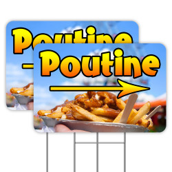 Poutine (Arrow) 2 Pack Yard Signs 16" x 24" - Double-Sided Print, with Metal Stakes 841098106102