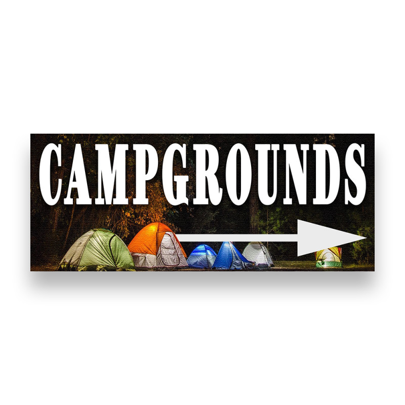 Campgrounds Right Arrow Vinyl Banner with Optional Sizes (Made in the USA)
