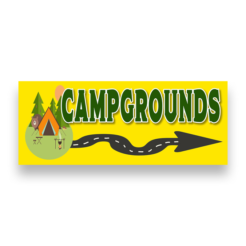 Campgrounds Right Arrow Vinyl Banner with Optional Sizes (Made in the USA)