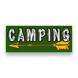 Camping Left Arrow Vinyl Banner with Optional Sizes (Made in the USA)
