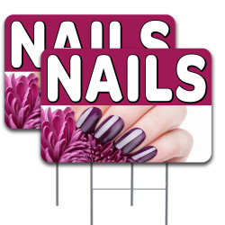2 Pack Nails Yard Sign 16" x 24" - Double-Sided Print, with Metal Stakes 841098106430