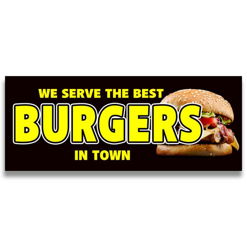 Burgers Vinyl Banner with Optional Sizes (Made in the USA)