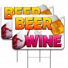 2 Pack Beer Wine Yard Sign 16" x 24" - Double-Sided Print, with Metal Stakes 841098106584