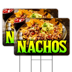 Nachos 2 Pack Yard Signs 16" x 24" - Double-Sided Print, with Metal Stakes 841098106591