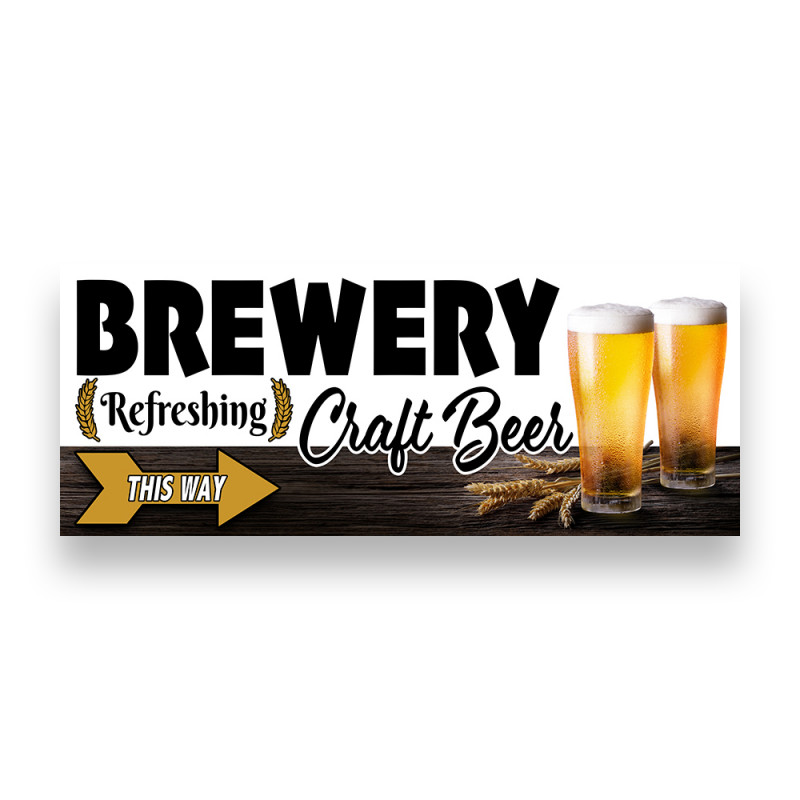 BREWERY CRAFT BEER RIGHT ARROW Vinyl Banner with Optional Sizes (Made in the USA)