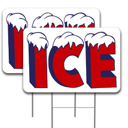 2 Pack ICE Yard Sign 16" x 24" - Double-Sided Print, with Metal Stakes 841098106621