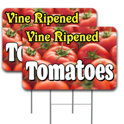 2 Pack Tomatoes Yard Sign 16" x 24" - Double-Sided Print, with Metal Stakes 841098106638