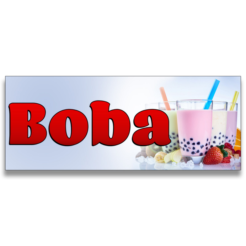 Boba Vinyl Banner with Optional Sizes (Made in the USA)