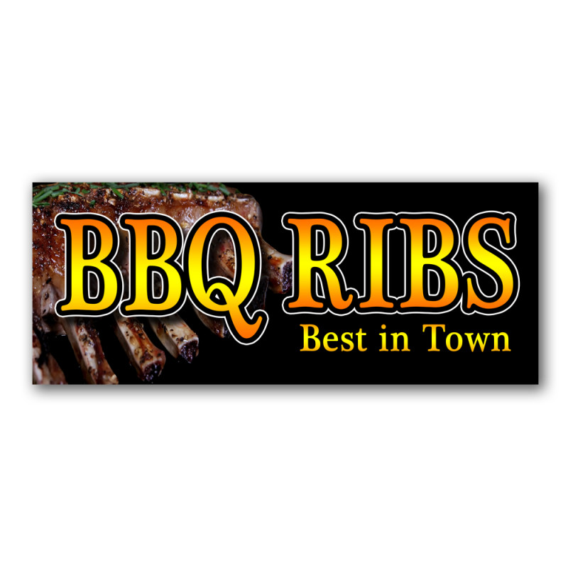 BBQ Ribs Vinyl Banner with Optional Sizes (Made in the USA)