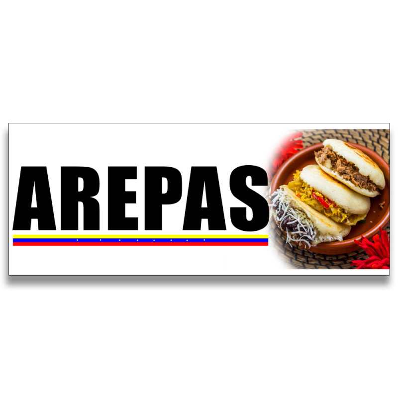 Arepas Vinyl Banner with Optional Sizes (Made in the USA)