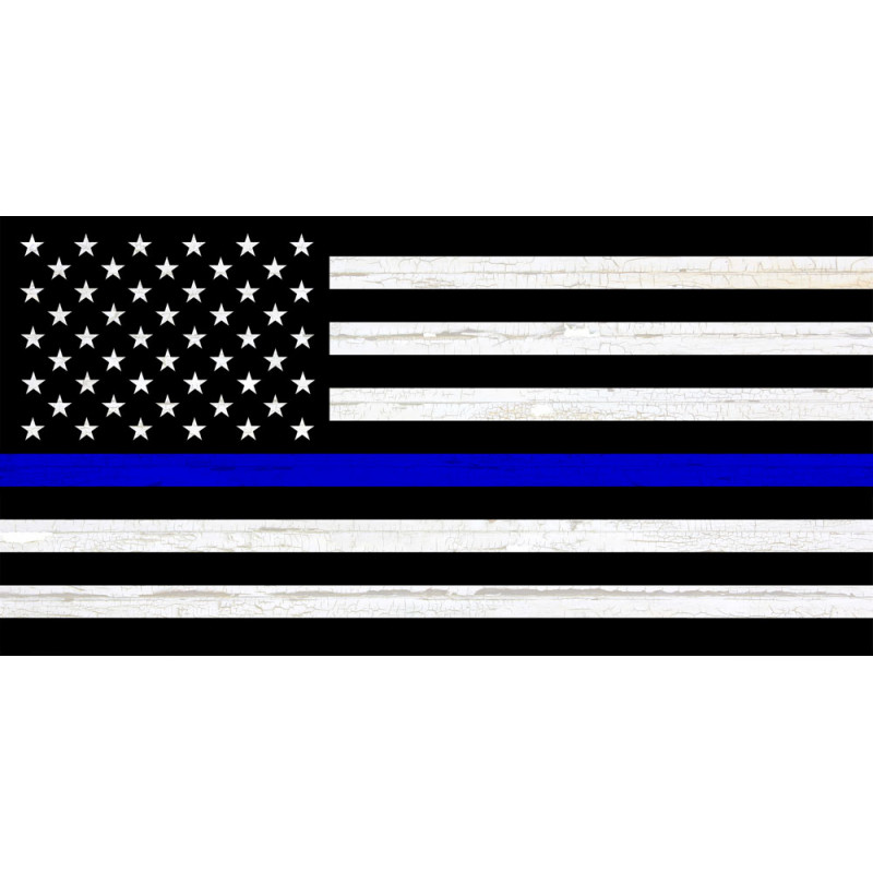 Black US FLAG Pattern With Thin Blue Line (Police Support) Vinyl Banner 60" x 120"