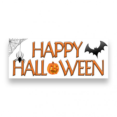 HAPPY HALLOWEEN Vinyl Banner with Optional Sizes (Made in the USA)