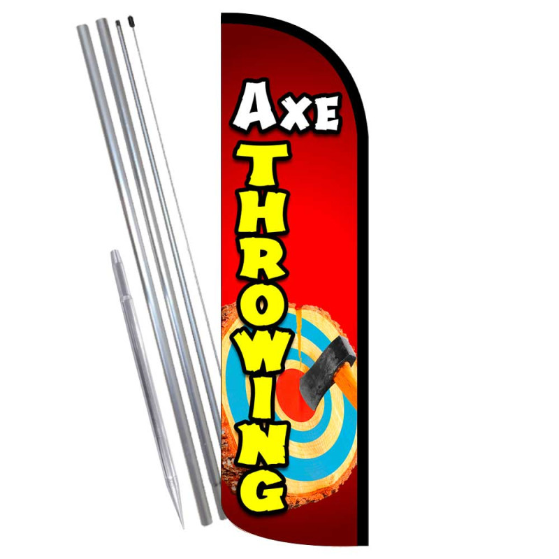 Axe Throwing Premium Windless Feather Flag Bundle (Complete Kit) OR  Optional Replacement Flag Only