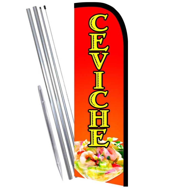 CEVICHE Premium Windless Feather Flag Bundle (Complete Kit) OR Optional Replacement Flag Only