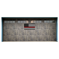 Thin Red Line US Flag 21" x 40" Magnetic Garage Banner For Steel Garage Doors