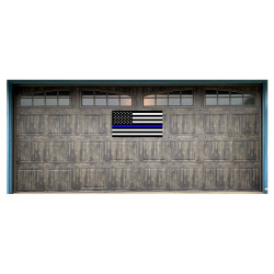 Thin Blue Line US Flag 21" x 40" Magnetic Garage Banner For Steel Garage Doors