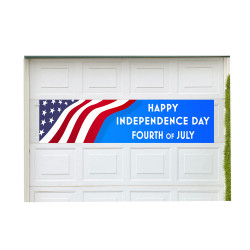 Vista Products Happy Independence Day July 4th 21" x 84" Garage Banner for Steel Garage Doors (Made in The USA)