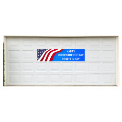 Vista Products Happy Independence Day July 4th 21" x 84" Garage Banner for Steel Garage Doors (Made in The USA)
