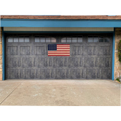 US Flag Wood Look 21" x 40" Magnetic Garage Banner For Steel Garage Doors
