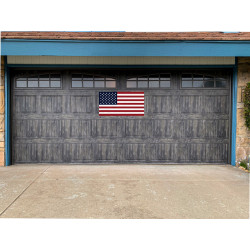 US Flag Vintage Wood Look 21" x 40" Magnetic Garage Banner For Steel Garage Doors