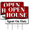 2 Pack Open House Agent On Duty Yard Sign 16" x 24" - Double-Sided Print, with Metal Stakes 841098107819