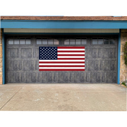 US Flag Vintage Wood Look 42" x 78" Magnetic Garage Banner For Steel Garage Doors