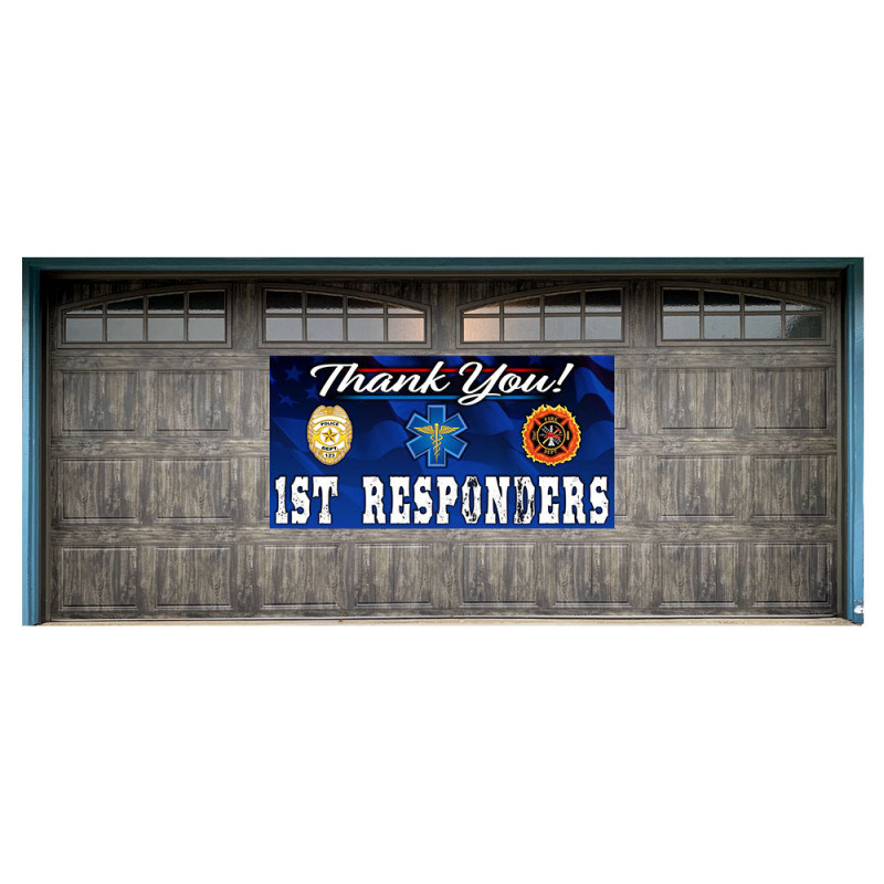 Thank You First Responders 42" x 84" Magnetic Garage Banner For Steel Garage Doors