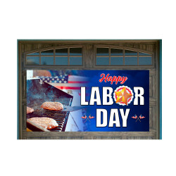 Happy Labor Day 42" x 84" Magnetic Garage Banner For Steel Garage Doors