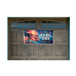 Happy Flag Day 21" x 47" Magnetic Garage Banner For Steel Garage Doors