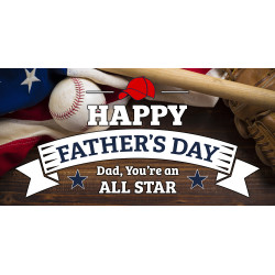 Happy Fathers Day (All Star) 42" x 84" Magnetic Garage Banner For Steel Garage Doors