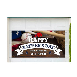 Happy Fathers Day (All Star) 42" x 84" Magnetic Garage Banner For Steel Garage Doors