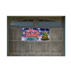 Merry Christmas 21" x 47" Magnetic Garage Banner For Steel Garage Doors