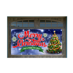 Merry Christmas 42" x 84" Magnetic Garage Banner For Steel Garage Doors