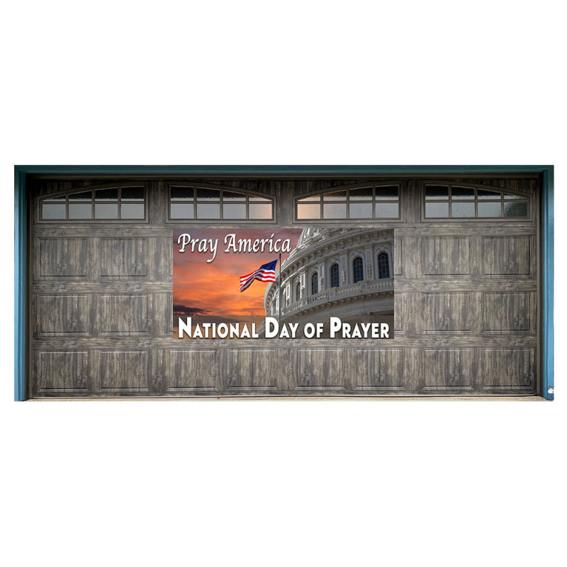 National Day Of Prayer - Pray America Magnetic  42" x 84" Garage Banner For Steel Garage Doors