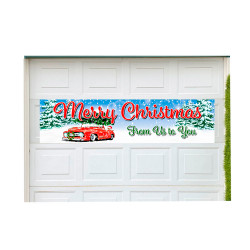 Merry Christmas From Us To You 21" x 84" Garage Banner For Steel Garage Doors